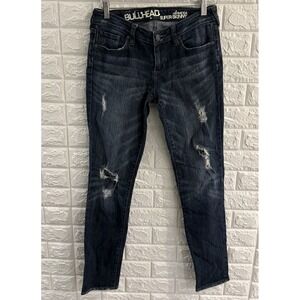 BULLHEAD WOMENS JEANS SIZE‎ 7 HERMOSA SUPER SKINNY DISTRESSED DARK WASH DENIM